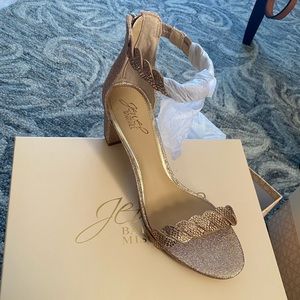 Badgley Mischka Rose Gold Zip Up Heels